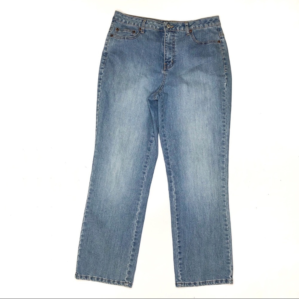 L.A. Blues High Rise Straight Leg Jeans 10P Petite Blue Stretch Denim